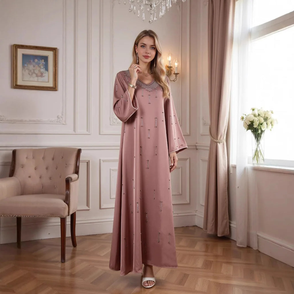 Elegant Diamond Embellished Abaya Dress