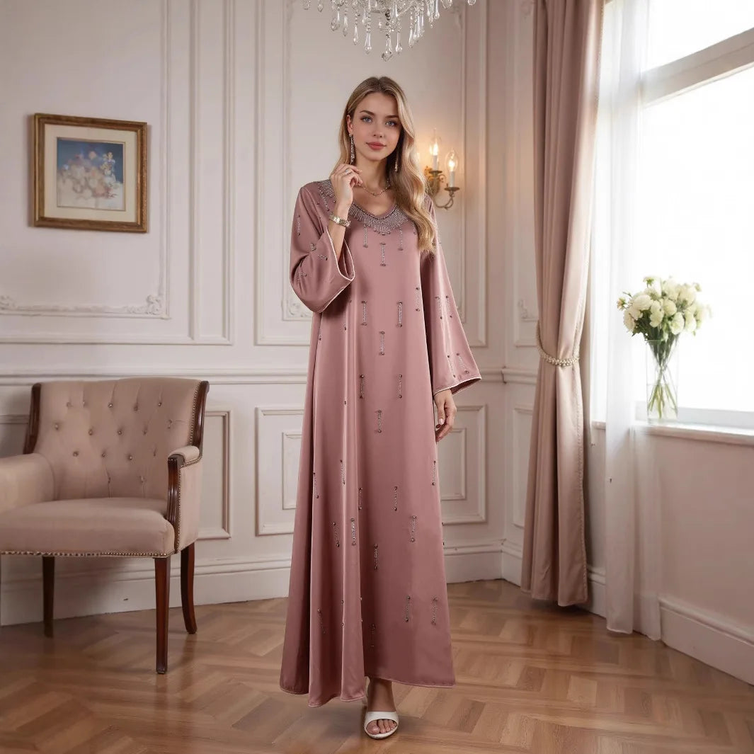 Elegant Diamond Embellished Abaya Dress