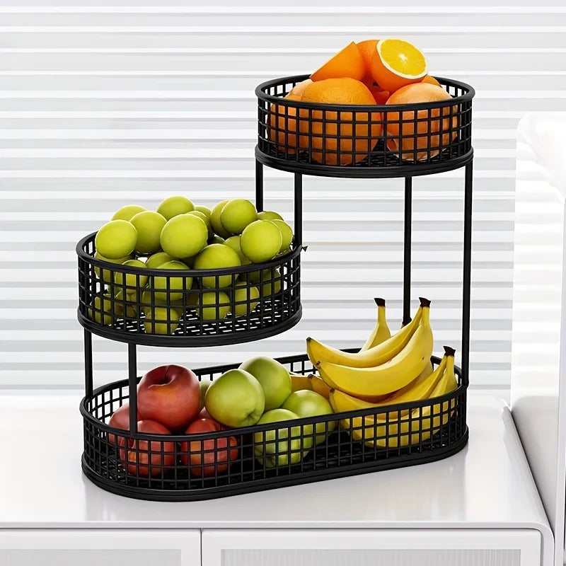 Stainless Steel Multi-Layer Fruit Basket – Round Storage Rack
