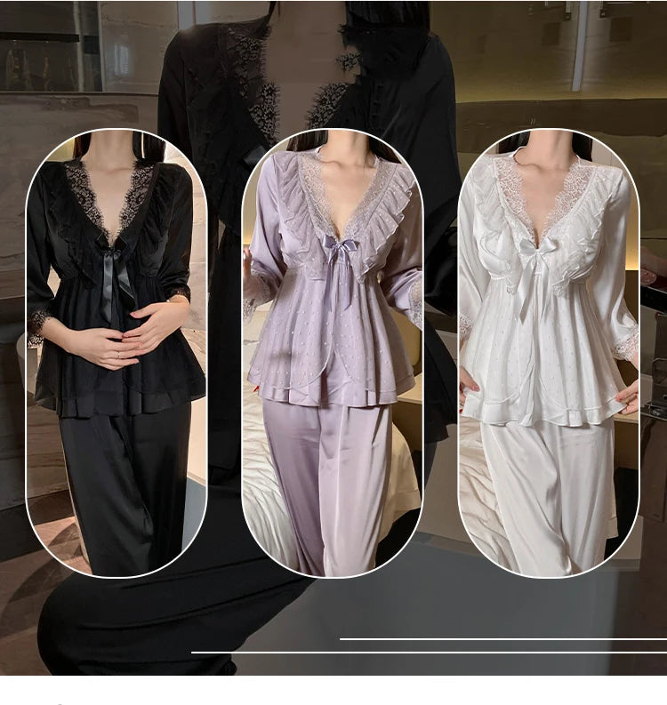 Ensemble Satin Dentelle Col V