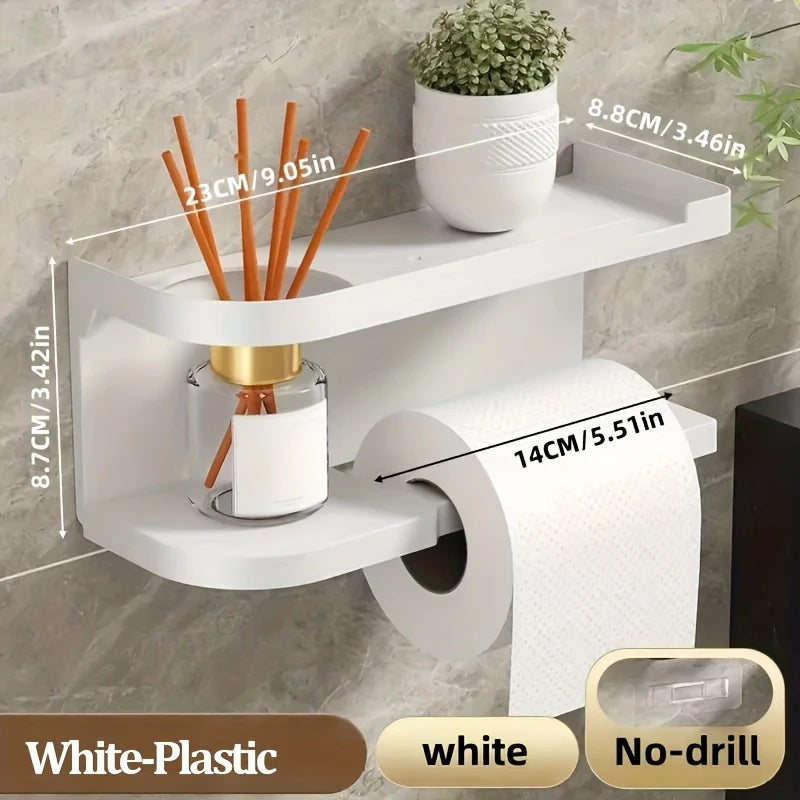 2-in-1 Toilet Paper Holder with Phone Shelf