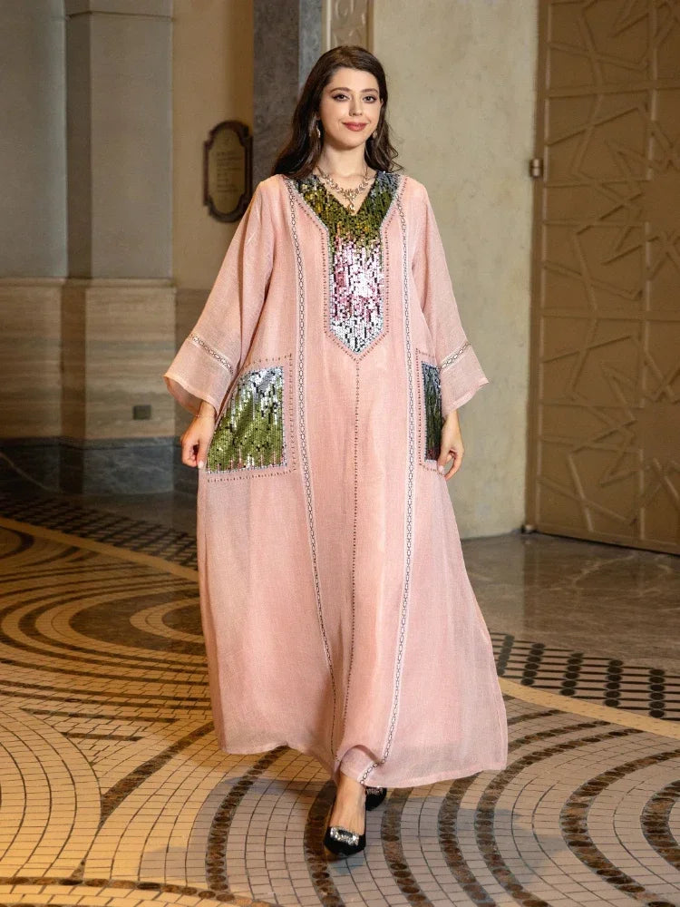 Elegant Sequin Eid Abaya Dress