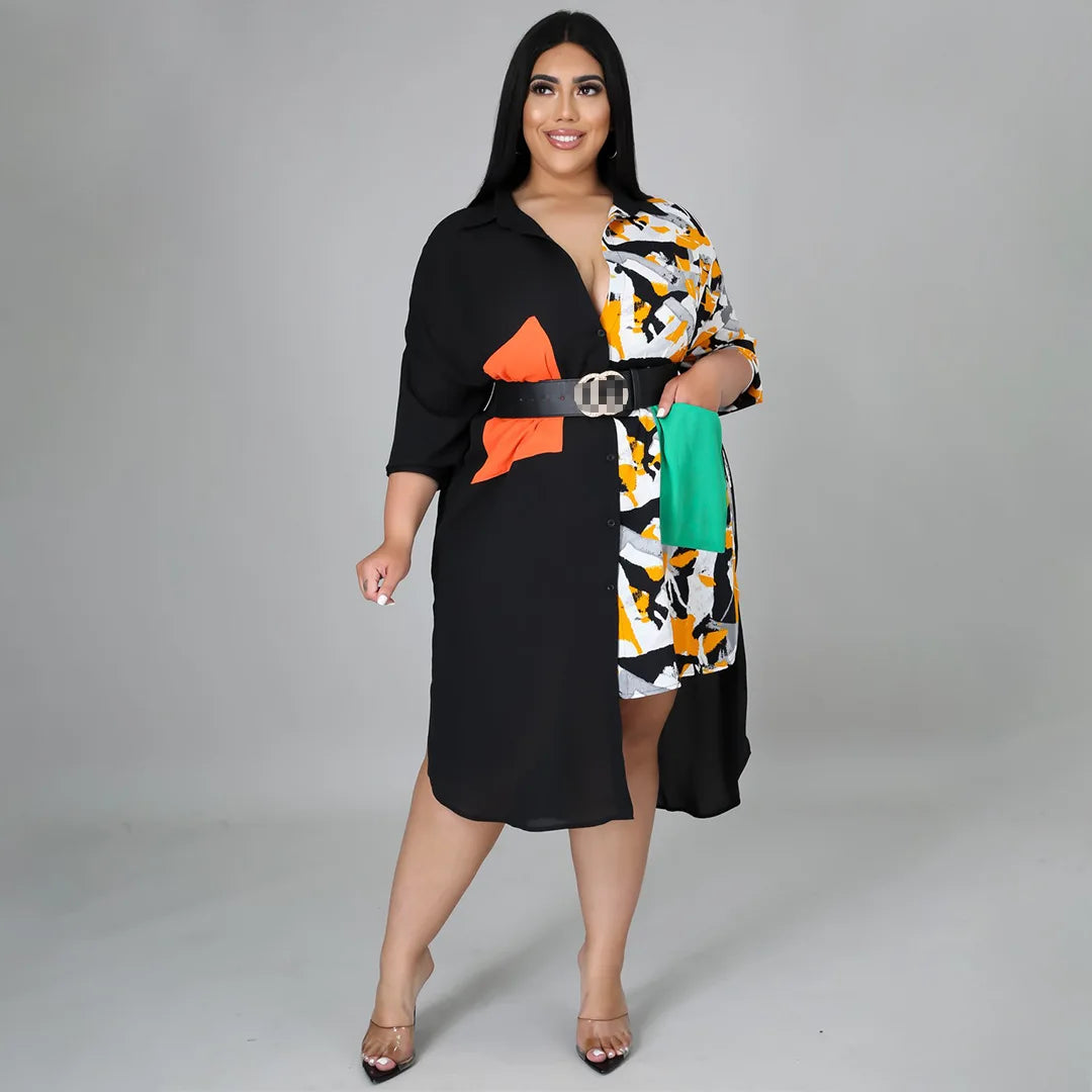 Plus Size Leopard Print Sleeveless Dress with Side Slit
