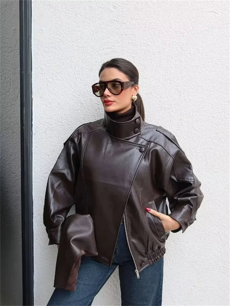 Women’s Black Faux Leather Moto Jacket
