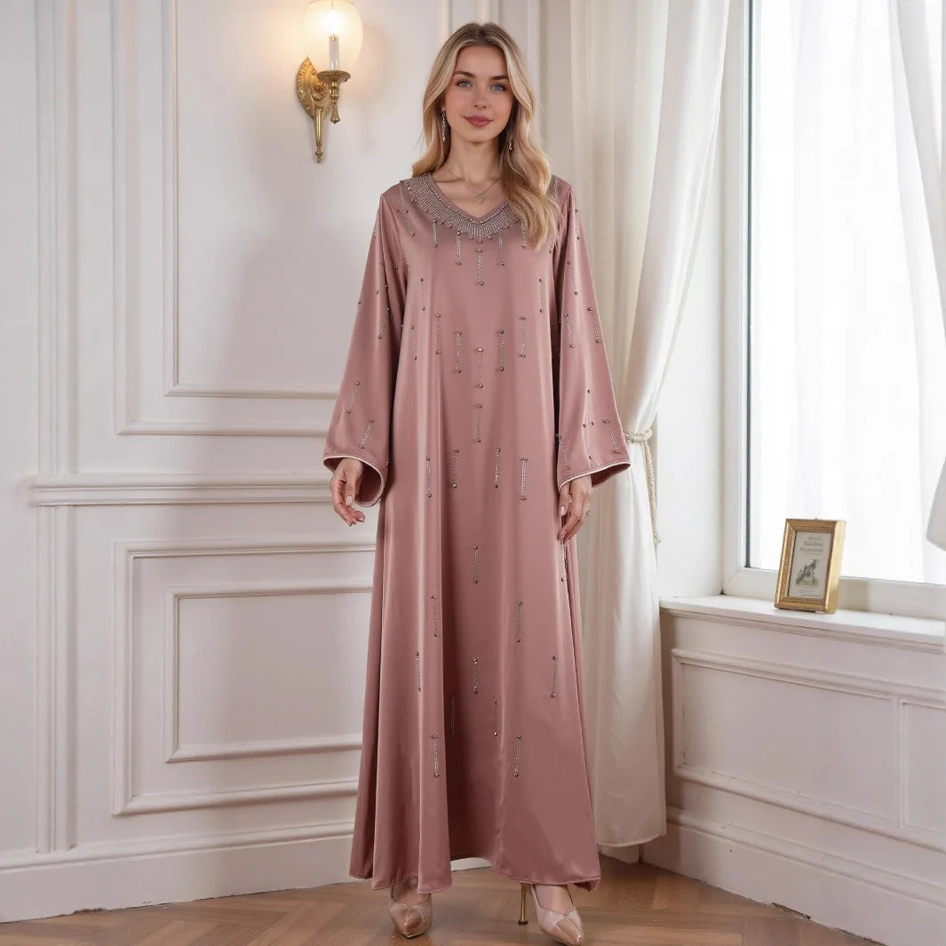 Elegant Diamond Embellished Abaya Dress