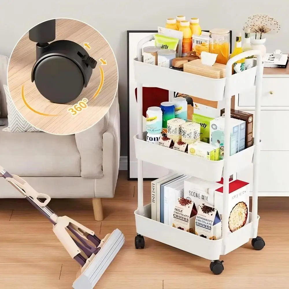 Multi-Functional Kitchen Storage Cart – Movable Floor Rack with Wheels