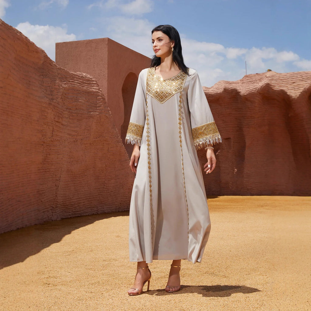 Elegant Sequin Abaya Dress