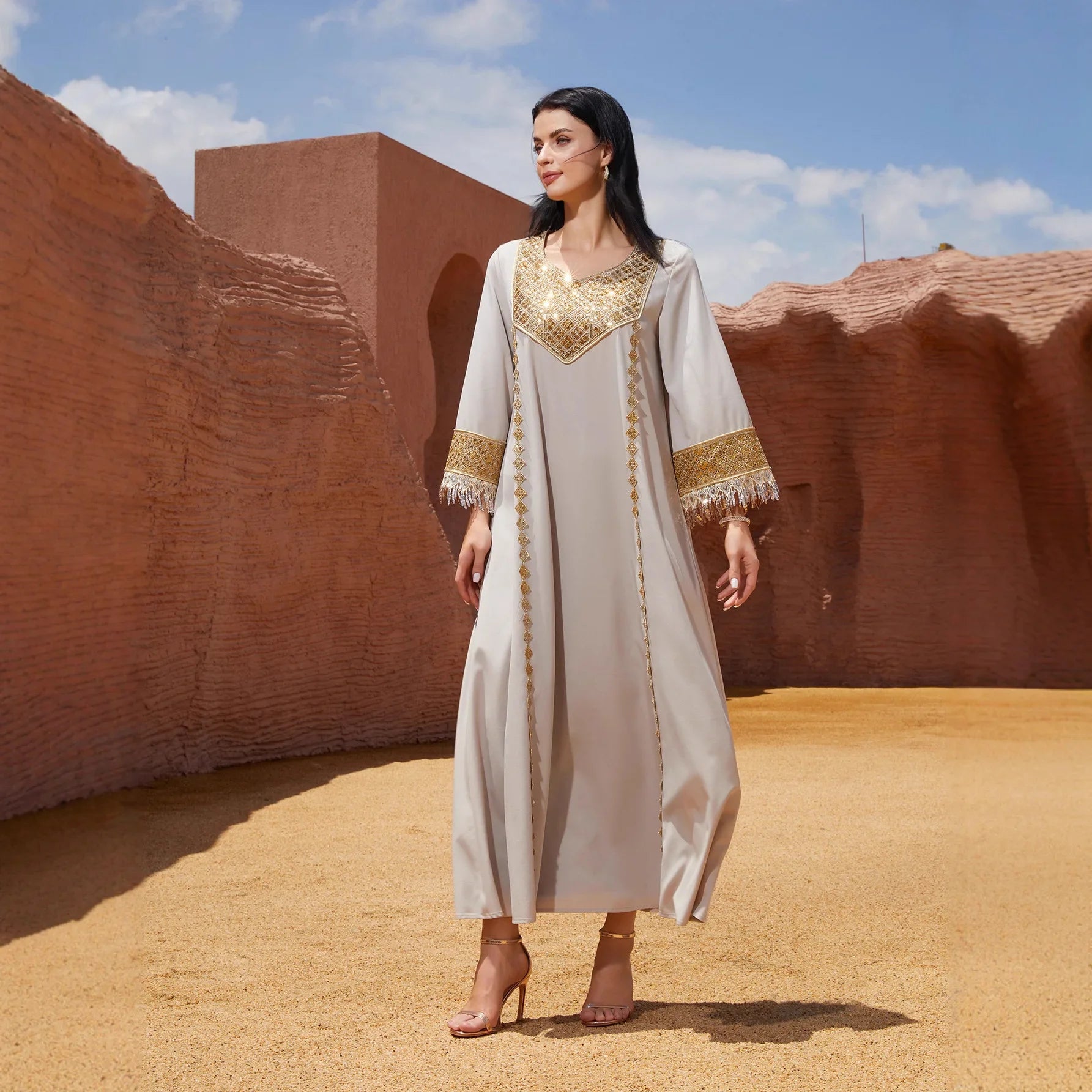 Elegant Sequin Abaya Dress