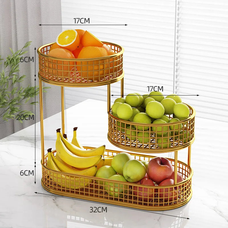 Stainless Steel Multi-Layer Fruit Basket – Round Storage Rack