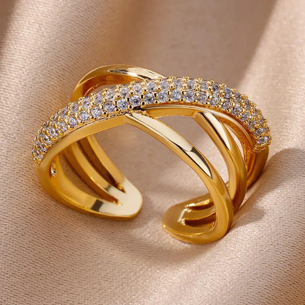 Gold Plated Zircon Crystal Ring