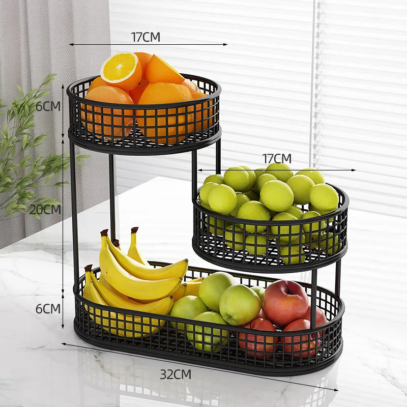 Stainless Steel Multi-Layer Fruit Basket – Round Storage Rack