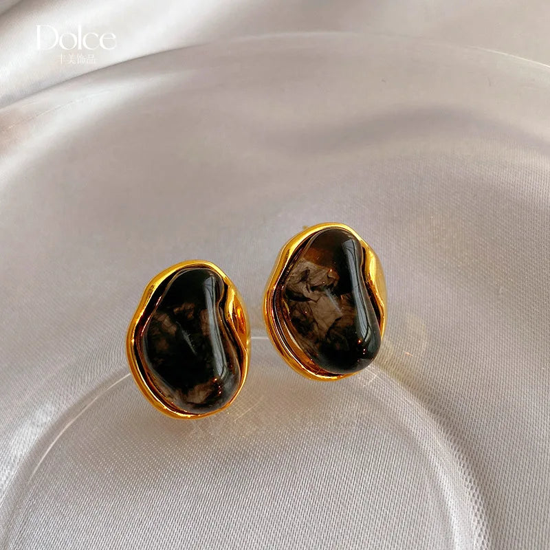 Elegant Amber Crystal Stud Earrings