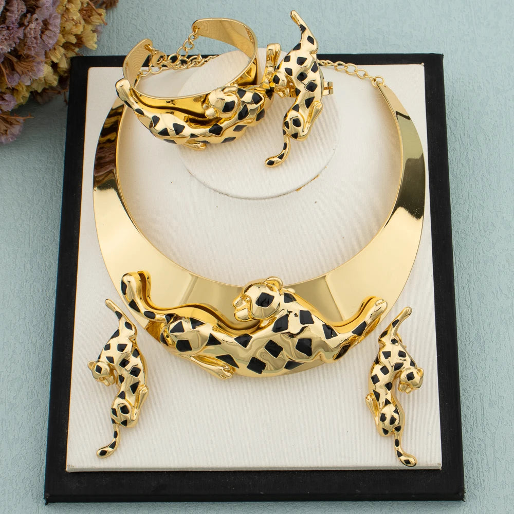 Parure Luxe Léopard Dorée
