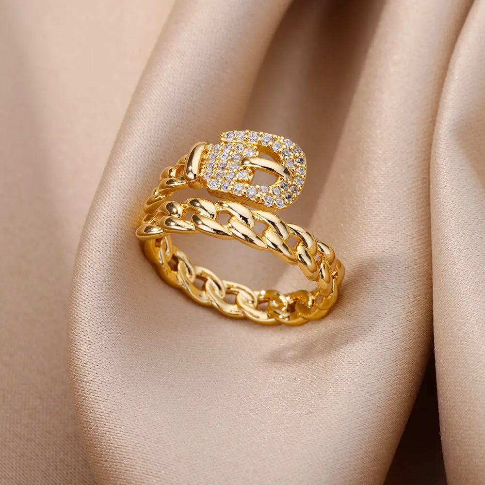 Gold Plated Zircon Crystal Ring