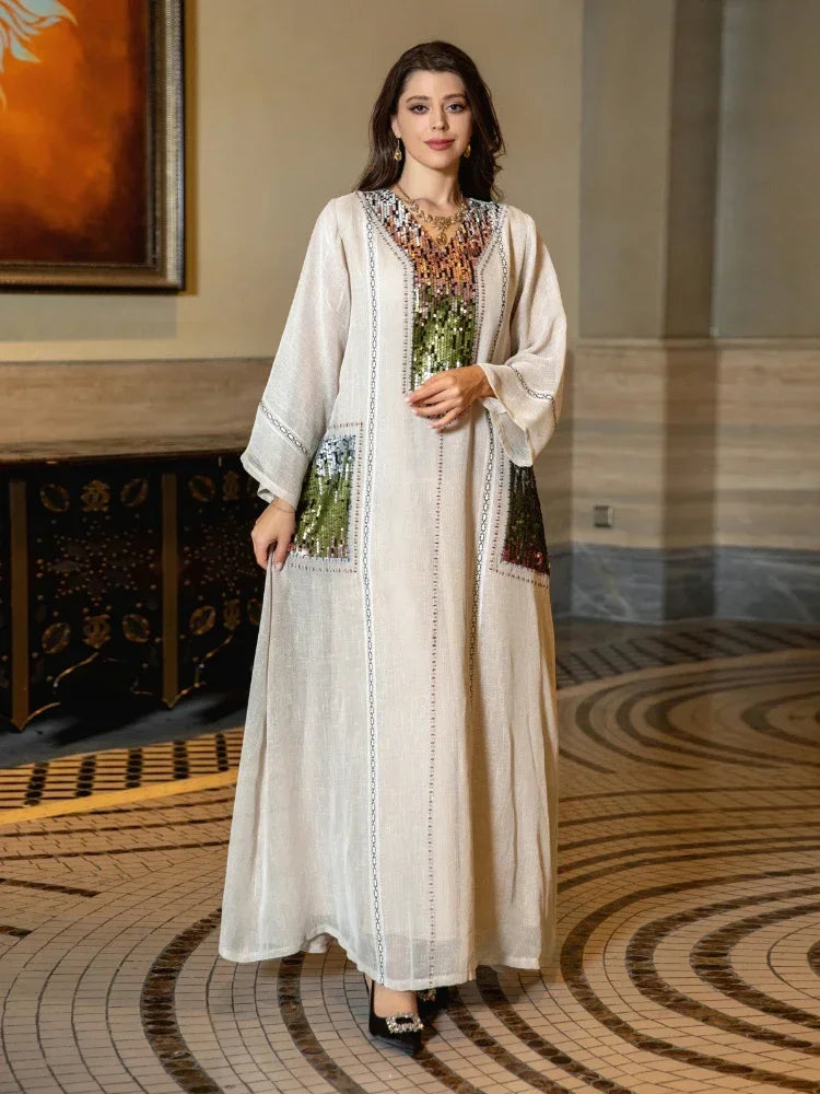Elegant Sequin Eid Abaya Dress