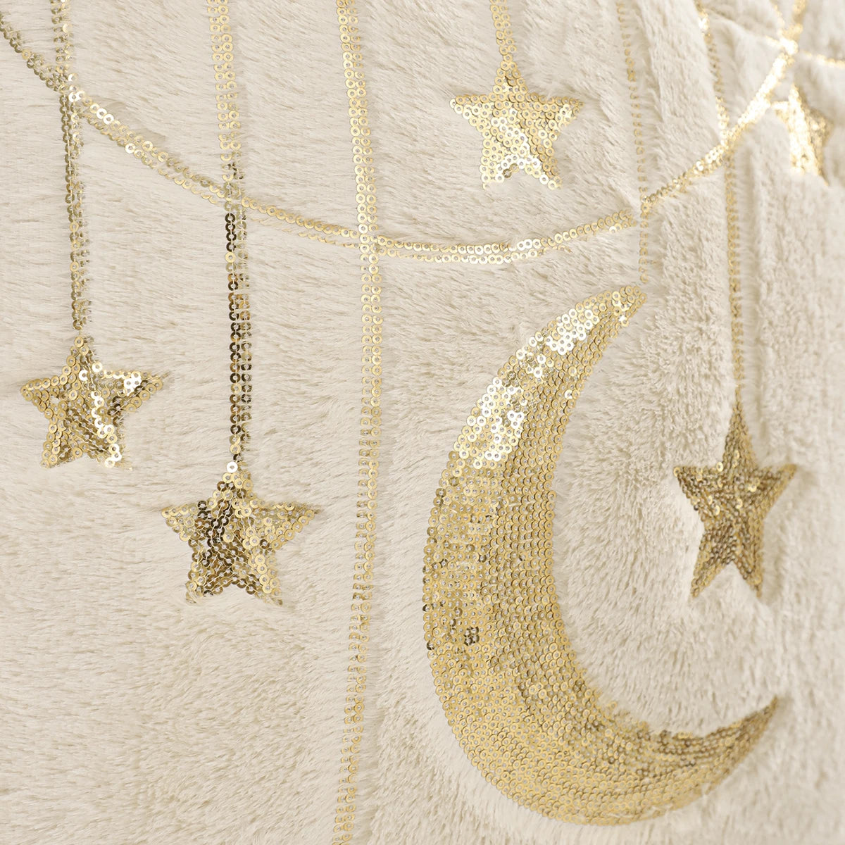 Housse de Coussin Ramadan Luxe – Croissant & Étoiles Dorés
