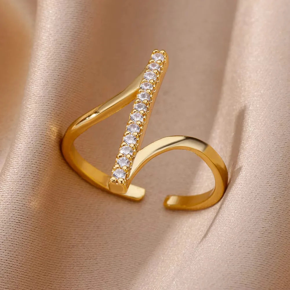 Gold Plated Zircon Crystal Ring