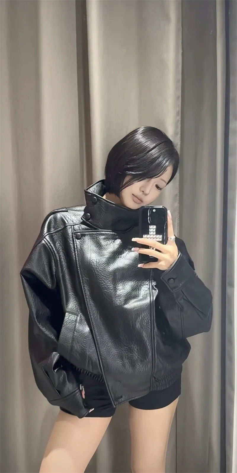 Women’s Black Faux Leather Moto Jacket