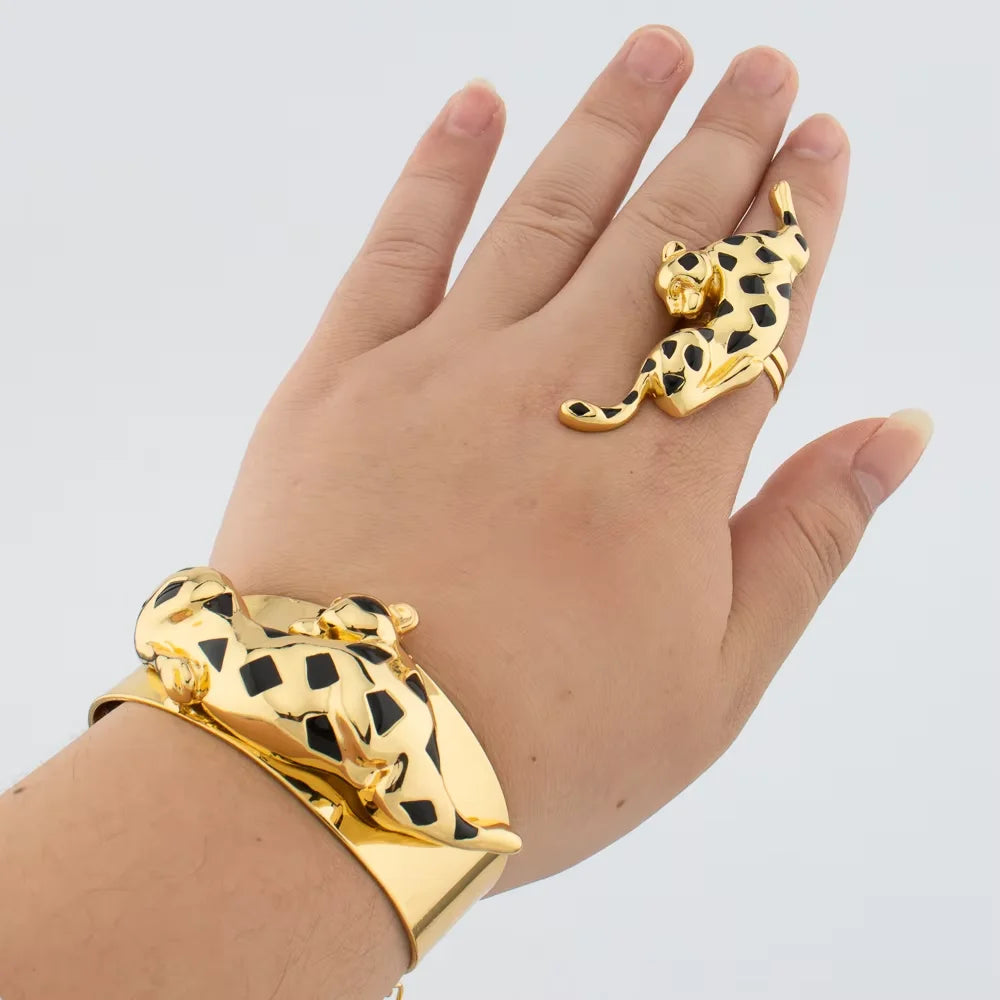 Parure Luxe Léopard Dorée