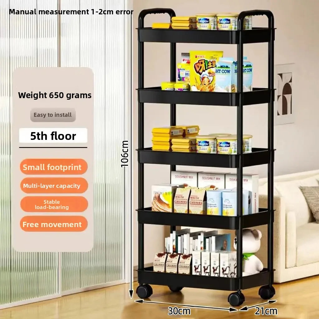 5-Layer Kitchen Storage Rack – Mobile Multi-Purpose Trolley