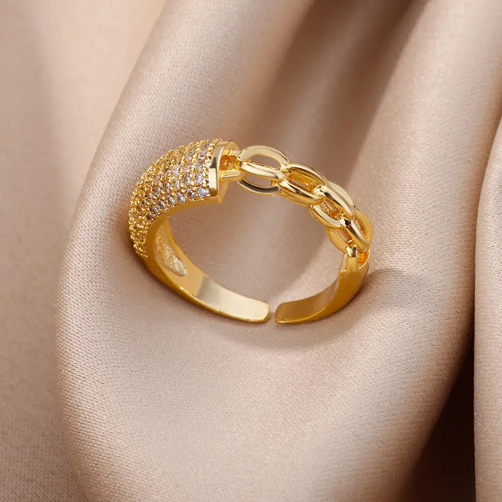 Gold Plated Zircon Crystal Ring