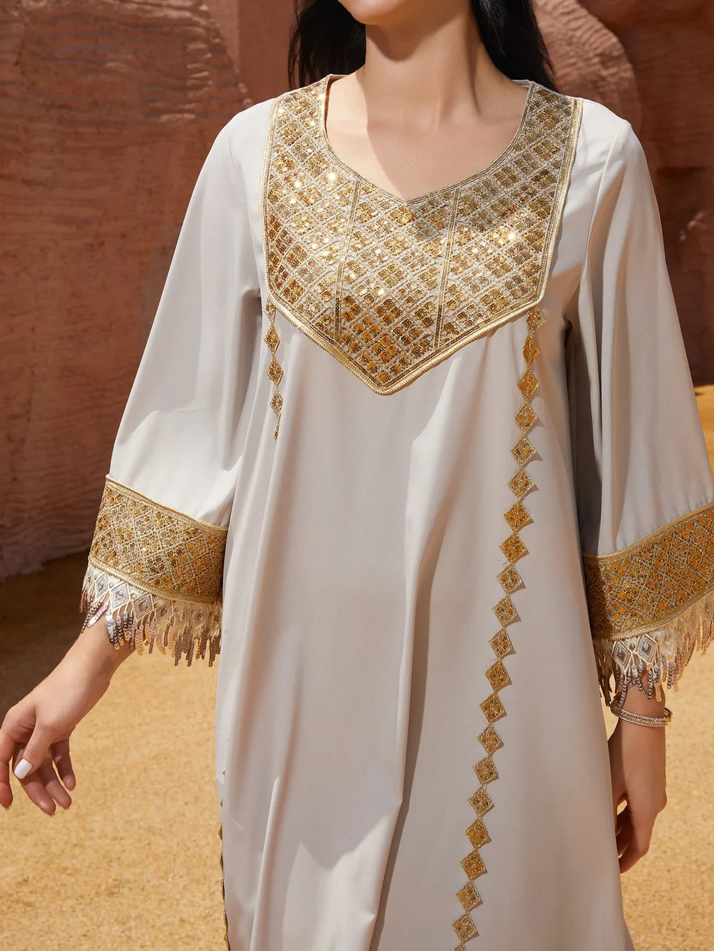 Elegant Sequin Abaya Dress