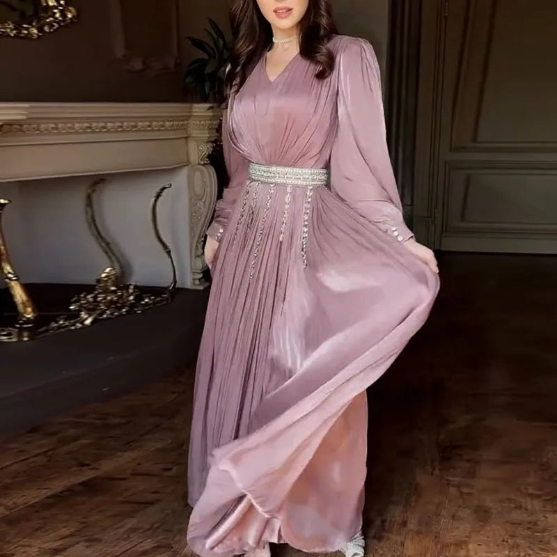 Elegant Lantern Sleeve Evening Dress