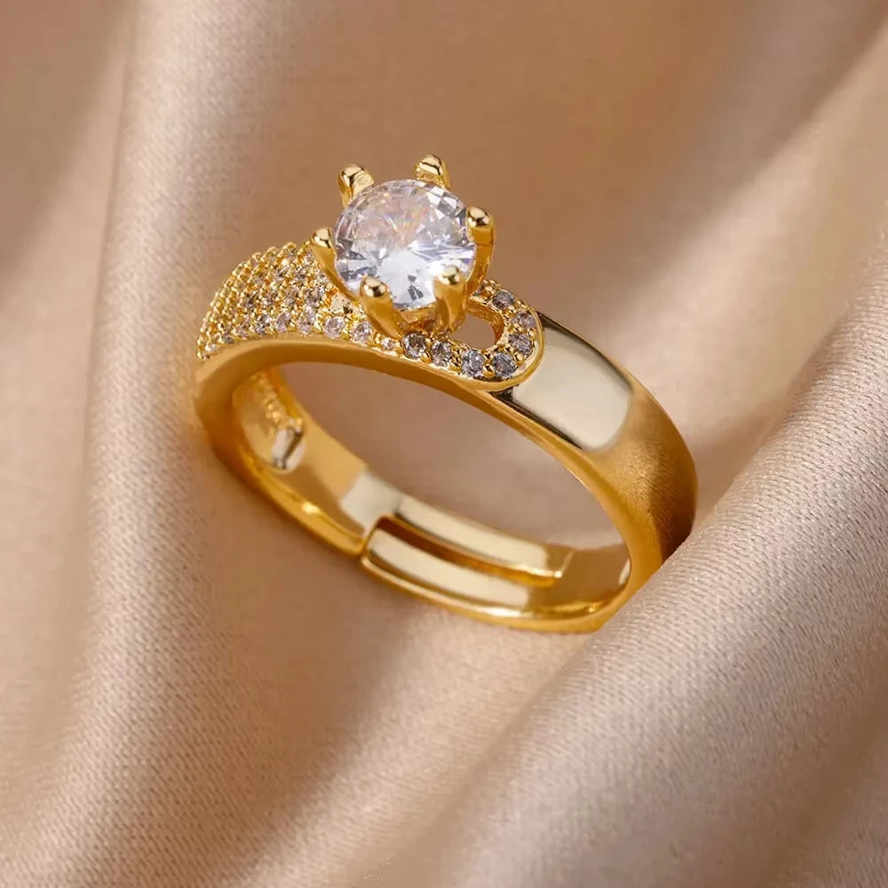 Gold Plated Zircon Crystal Ring