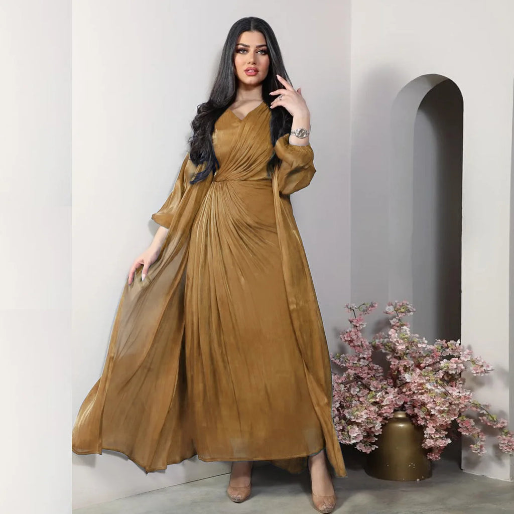 Elegant Satin 2-Piece Abaya Set
