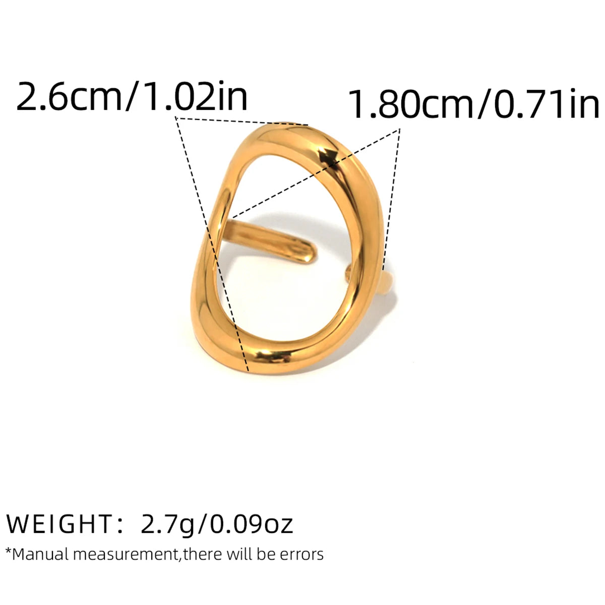 Elegant Stainless Steel Gold Ring