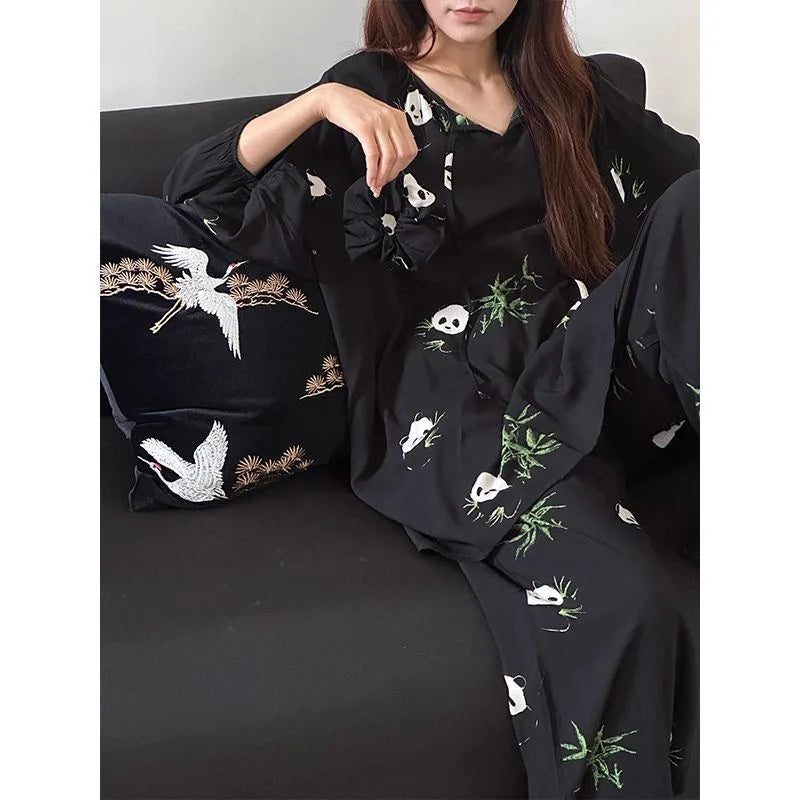 Women’s Cartoon Panda Pajama Set