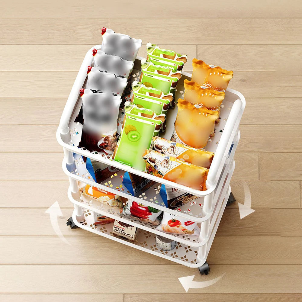 Multi-Functional Kitchen Storage Cart – Movable Floor Rack with Wheels