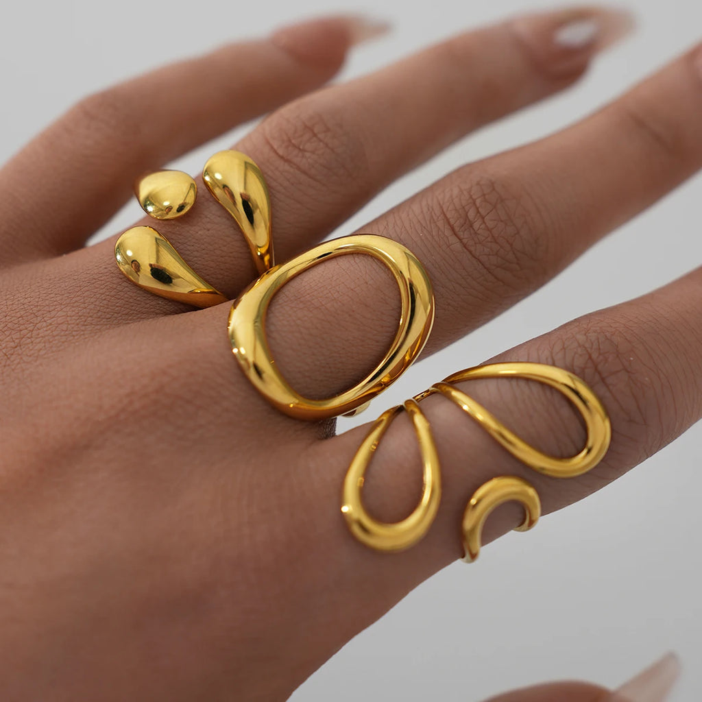 Elegant Stainless Steel Gold Ring