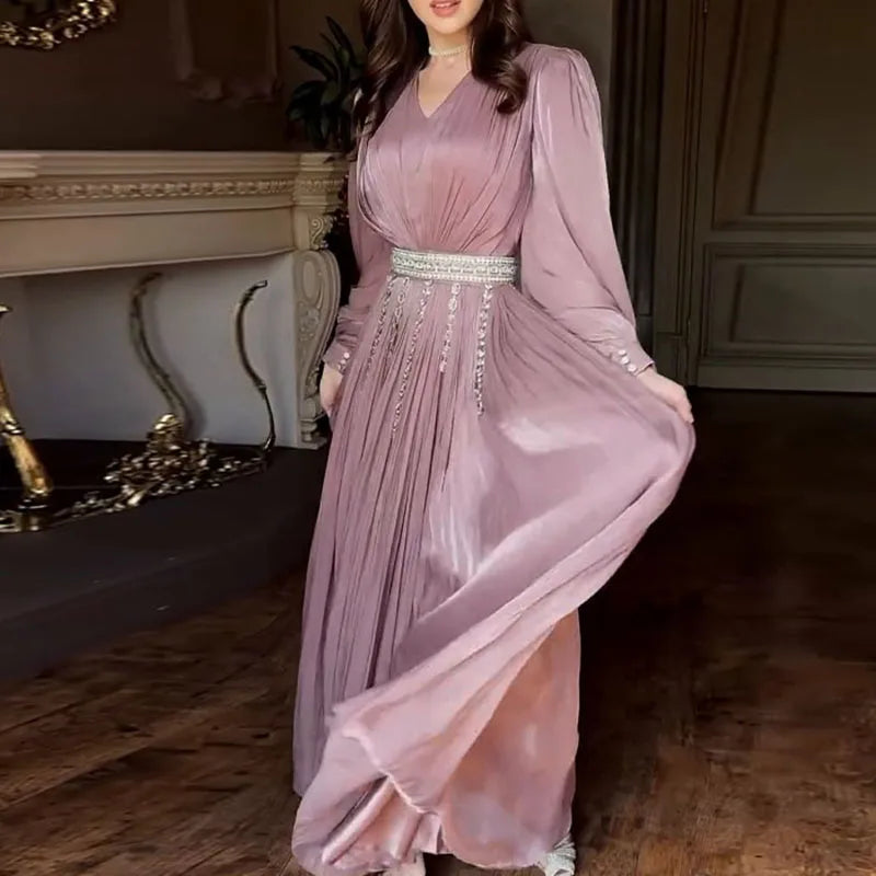 Elegant Lantern Sleeve Evening Dress