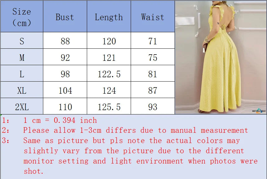 Yellow Polka Dot Maxi Dress with Ruffle Neck & Side Slit