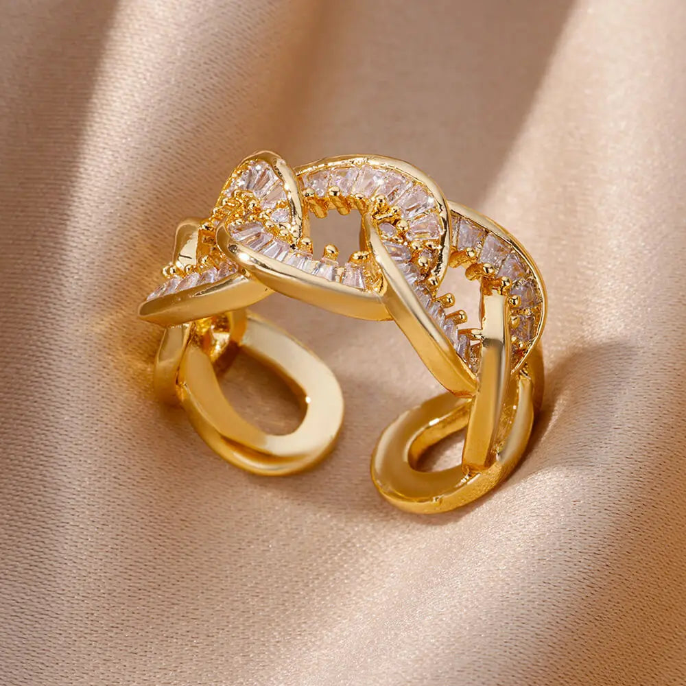 Gold Plated Zircon Crystal Ring