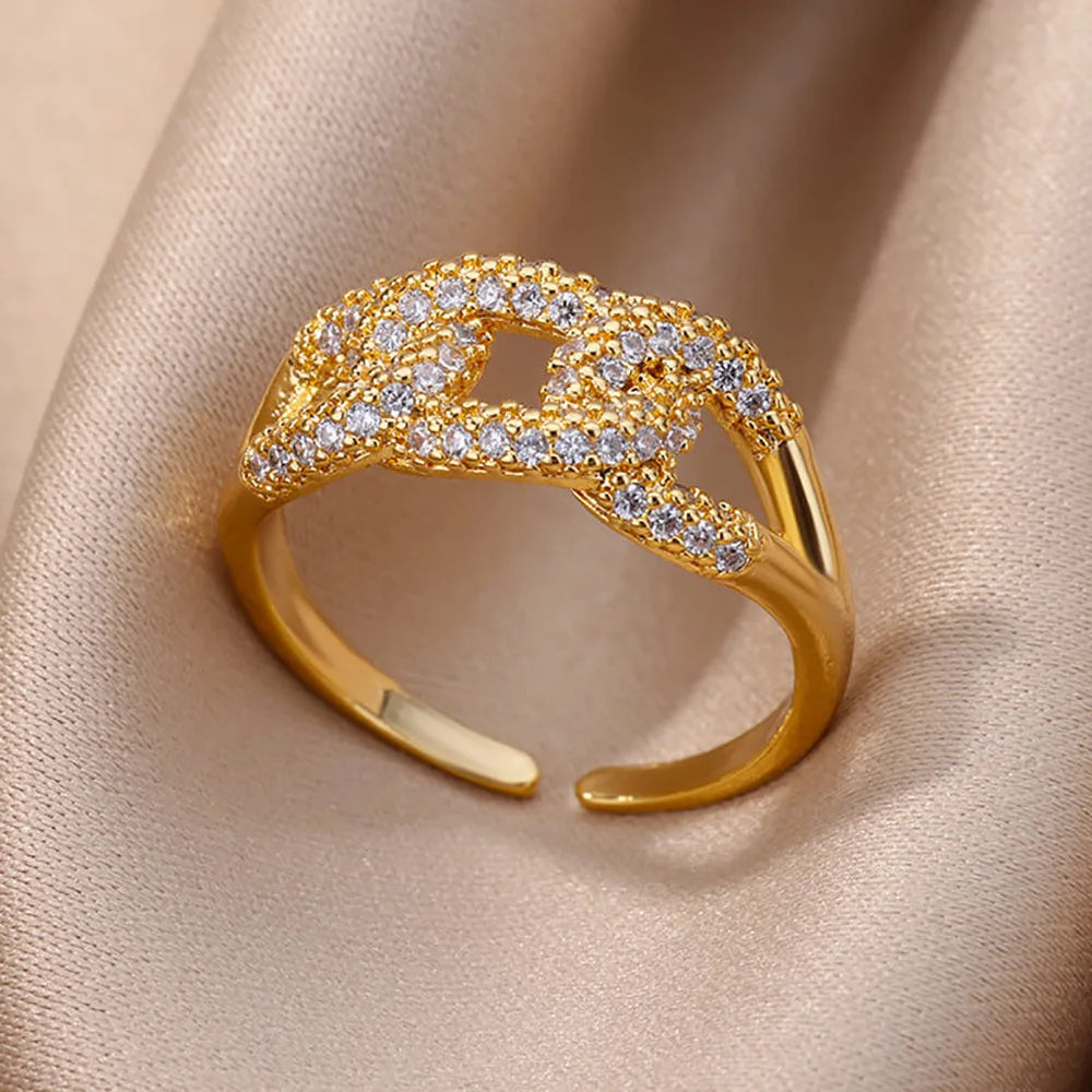 Gold Plated Zircon Crystal Ring