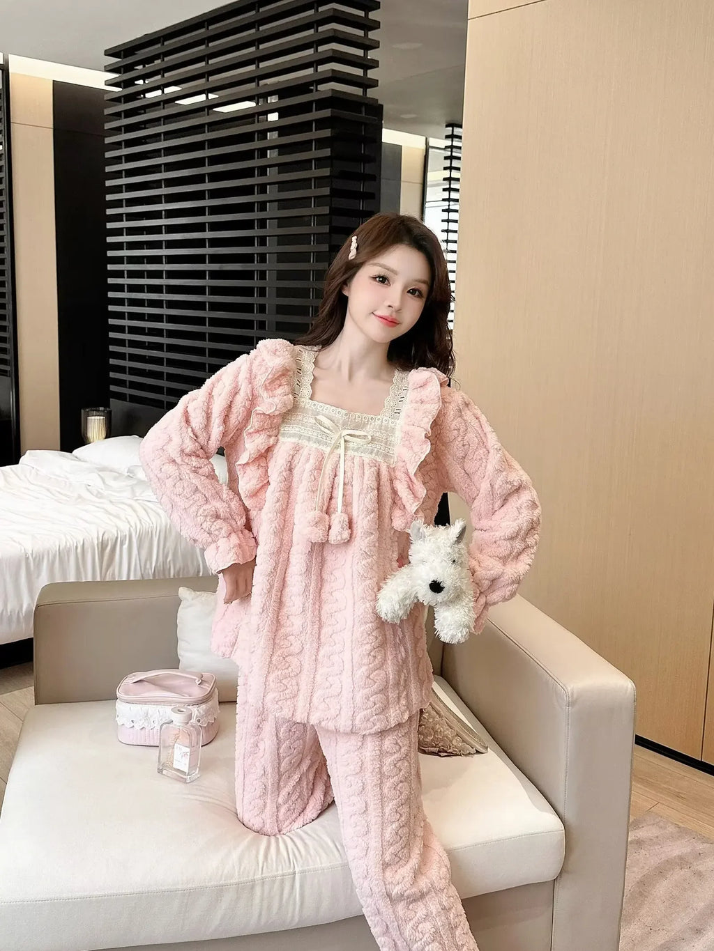 Pyjama Femme Velours Corail Hiver