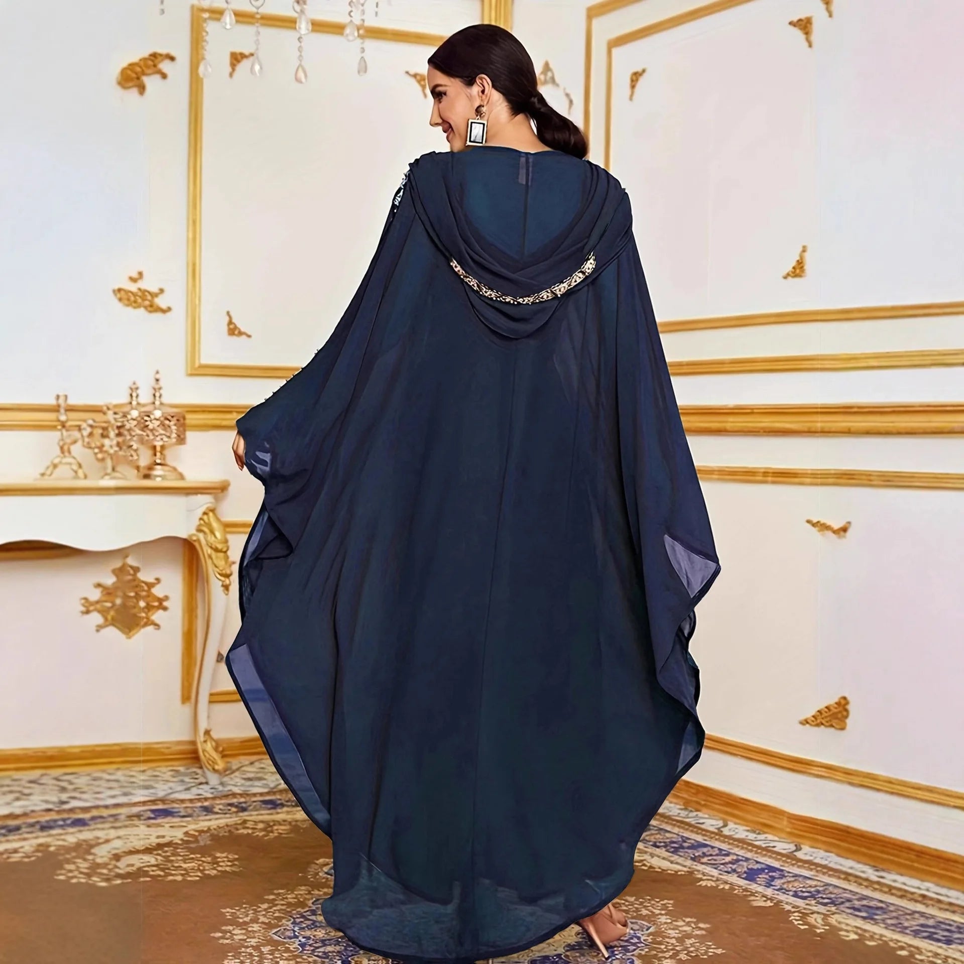 Elegant Embroidered Open Abaya