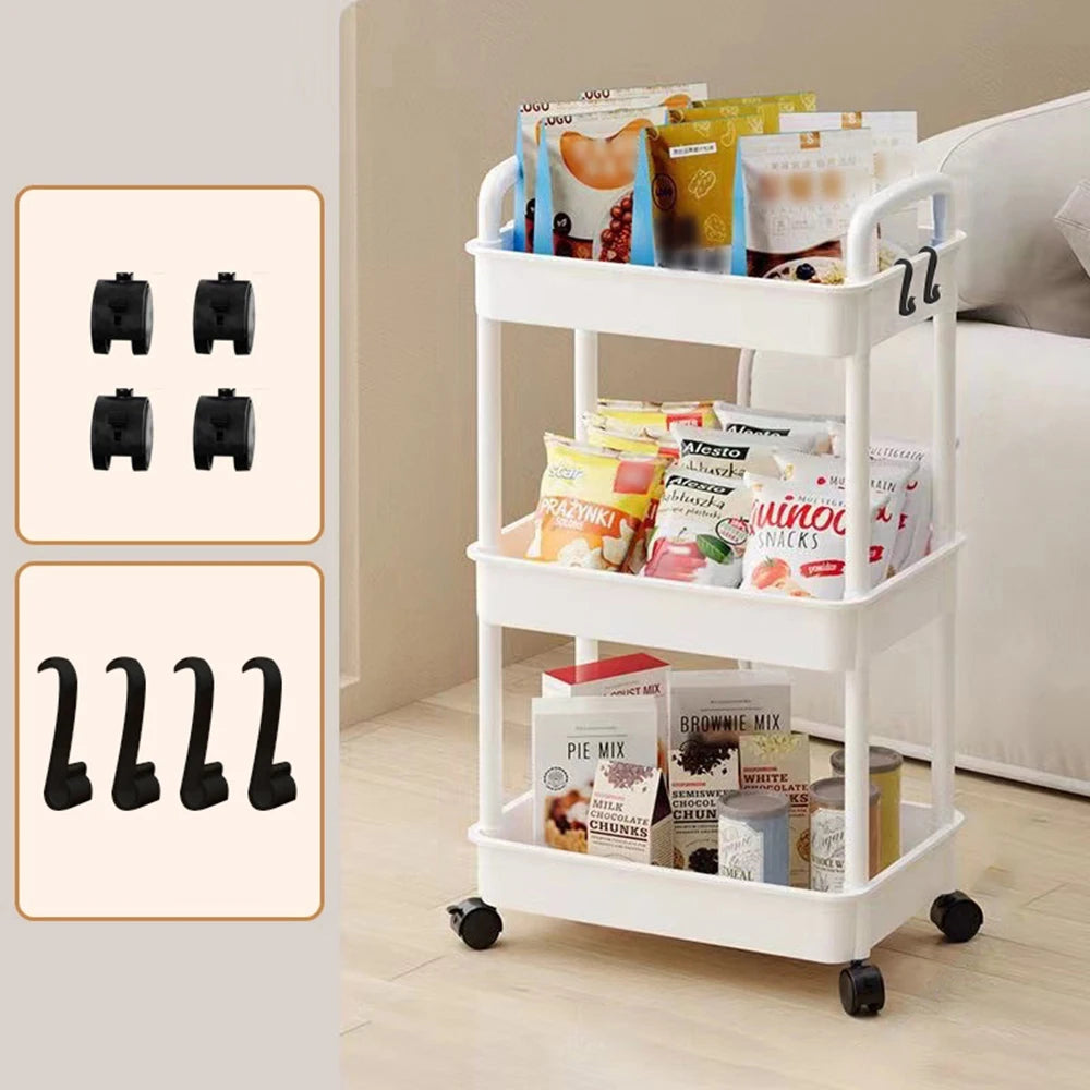 Multi-Functional Kitchen Storage Cart – Movable Floor Rack with Wheels