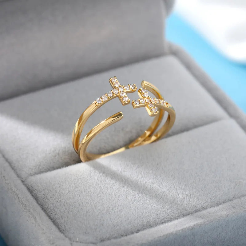 Gold Plated Zircon Crystal Ring