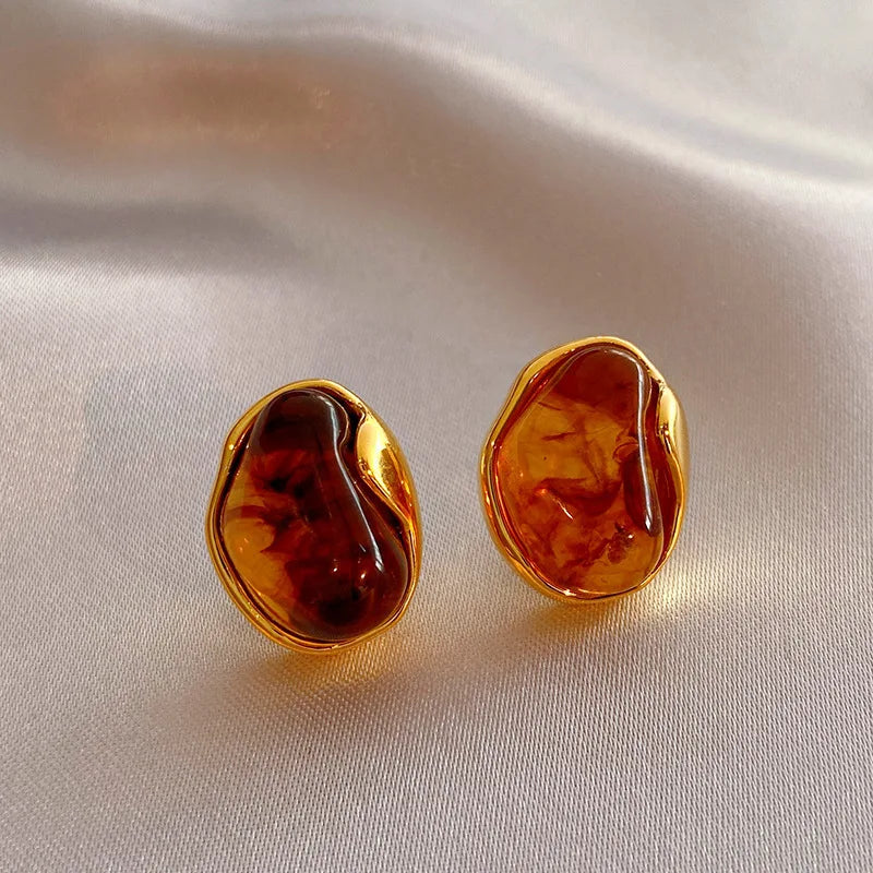 Elegant Amber Crystal Stud Earrings