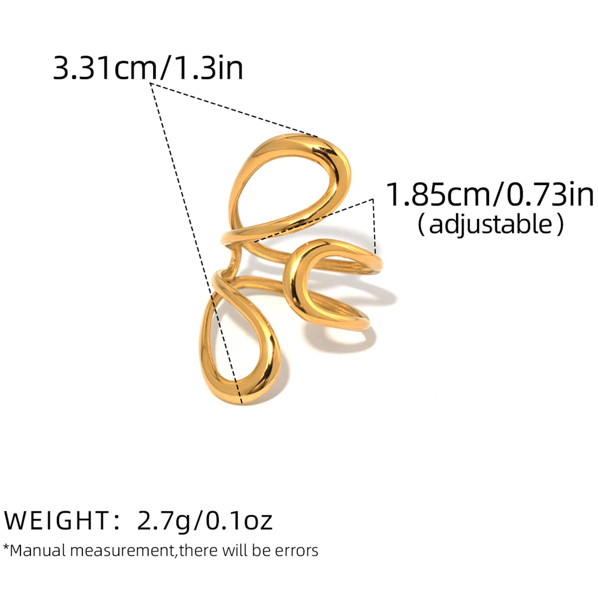 Elegant Stainless Steel Gold Ring