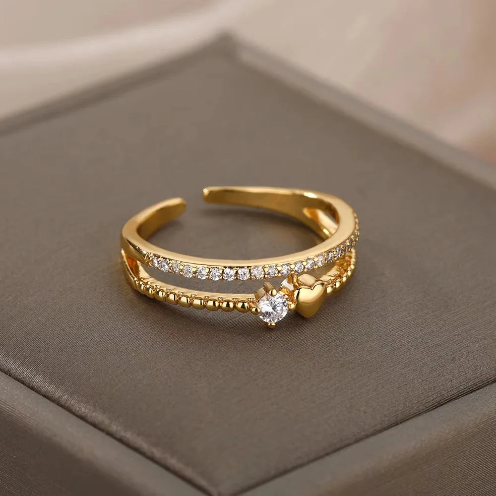 Gold Plated Zircon Crystal Ring