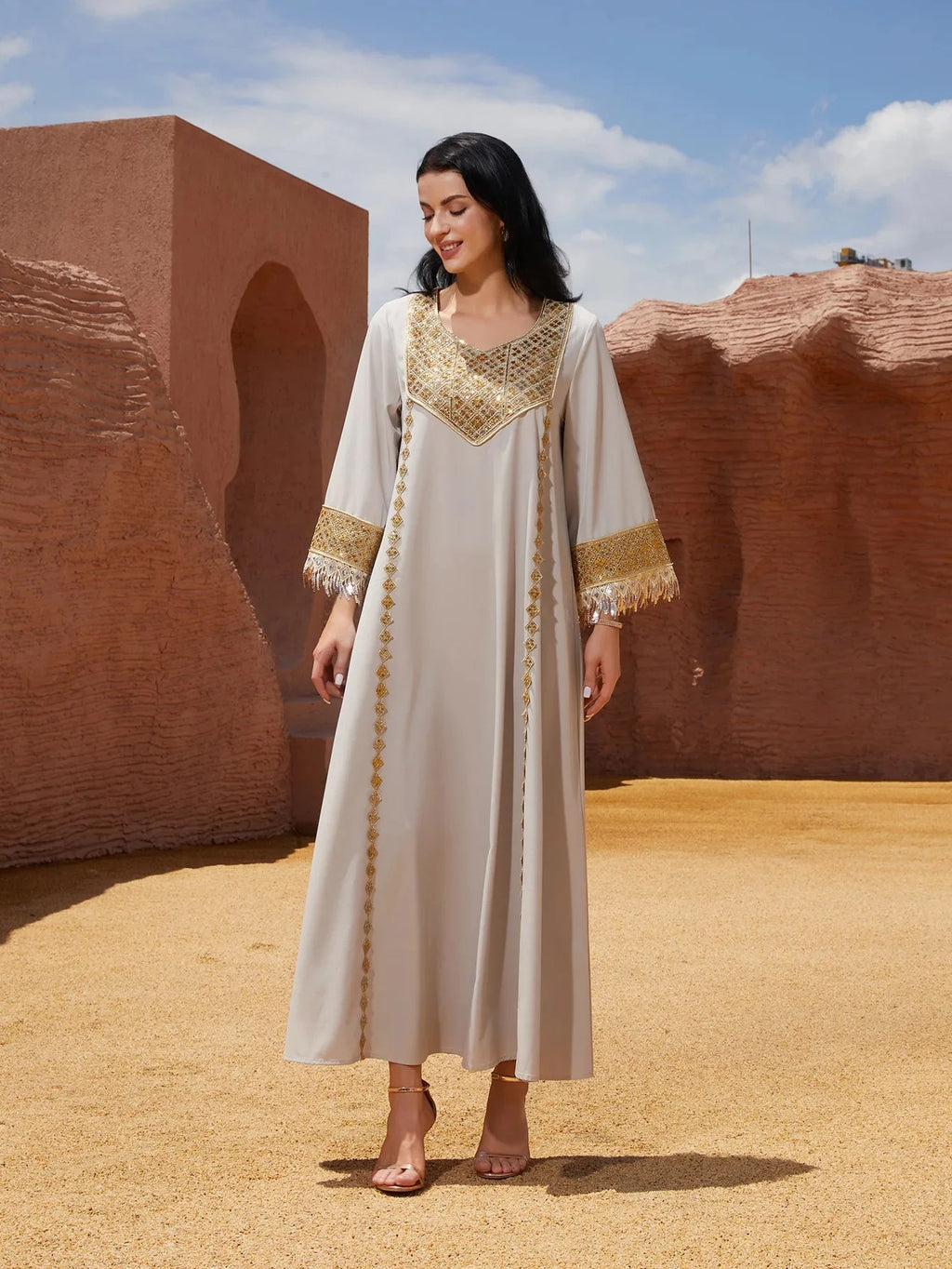 Elegant Sequin Abaya Dress