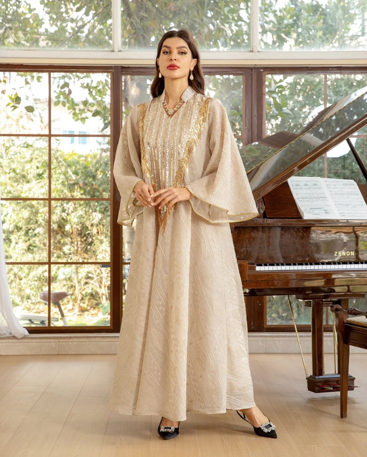 Abaya Impériale Émeraude Dorée