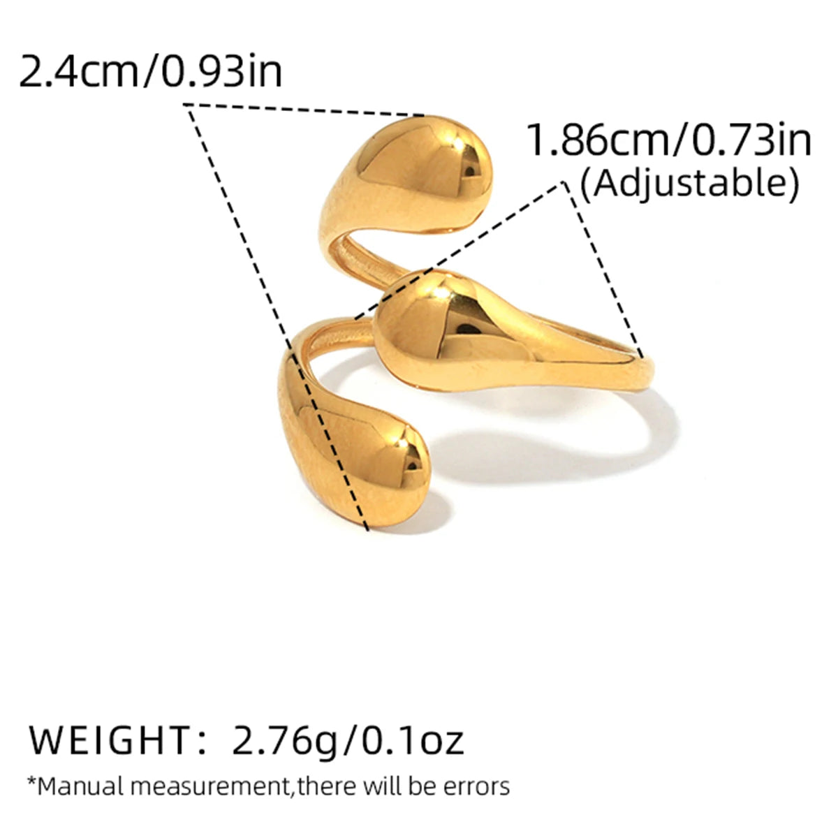 Elegant Stainless Steel Gold Ring