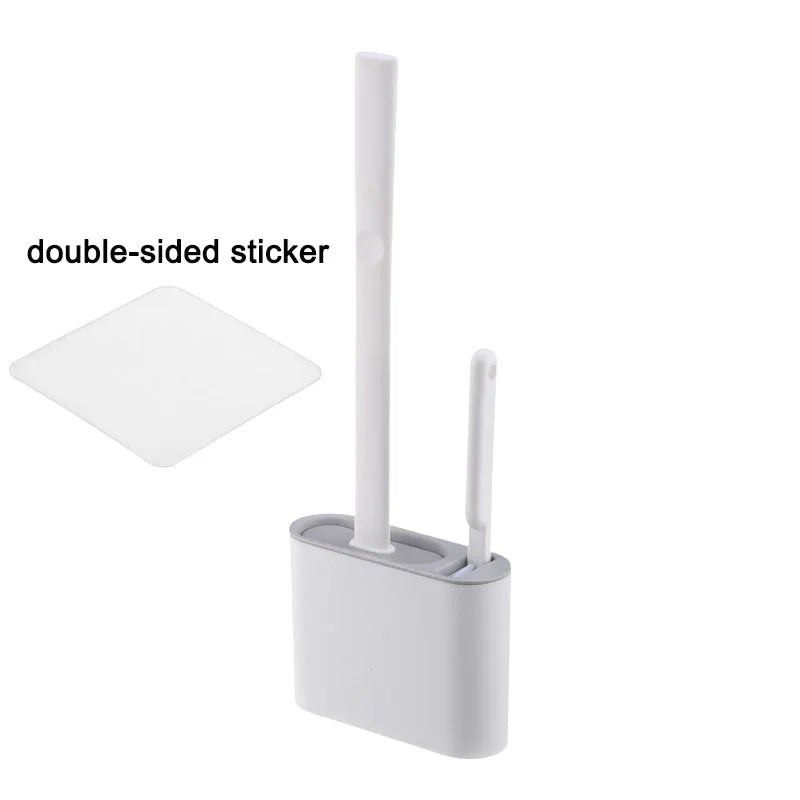 Wall-Mounted Silicone Toilet Brush with Holder