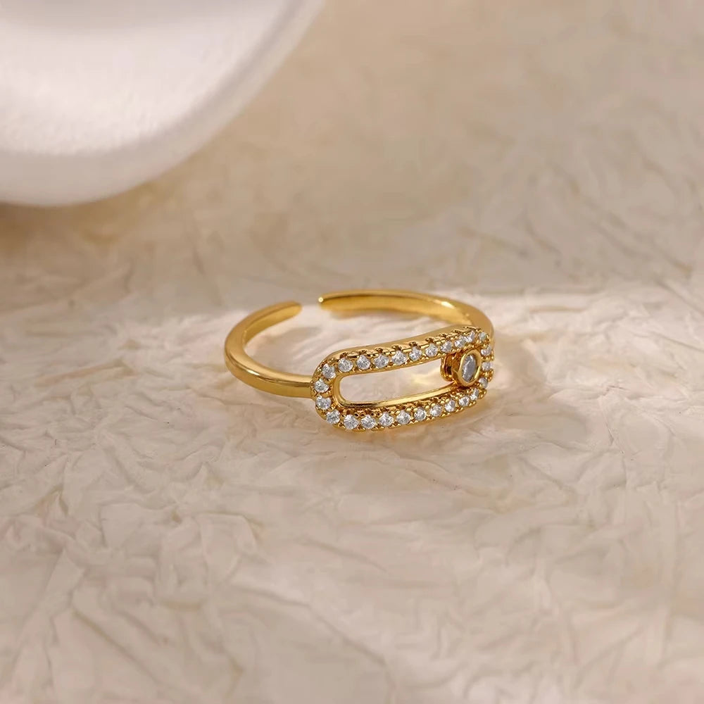 Gold Plated Zircon Crystal Ring