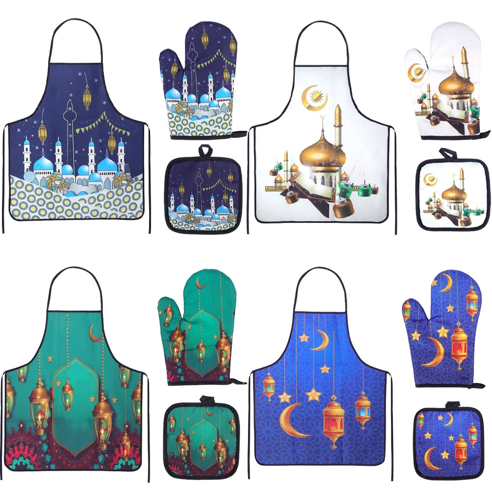 Ramadan Heat-Resistant Oven Gloves & Pot Holder Set